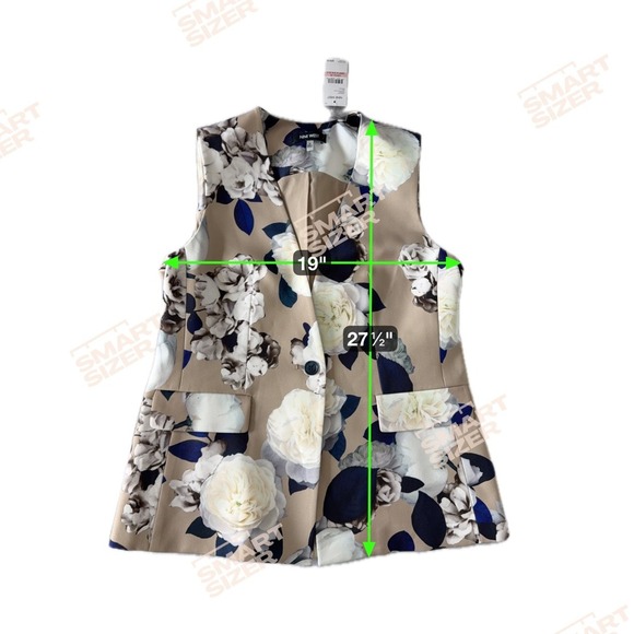 NWT Nine West Mykonos Waistcoat Vest Womens 10 Beige Floral Polyester Sleeveless - Picture 7 of 8
